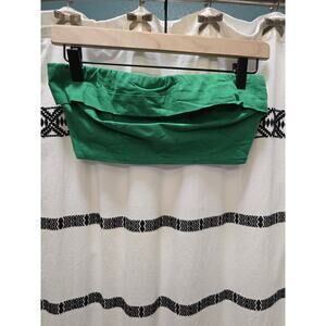Princess Polly kelly green bandeau exposed zipper pleated crop top US 4